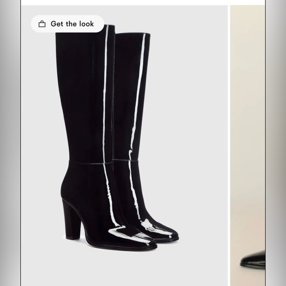 Reformation Glossy Black Heeled Boots